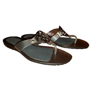 Coach Crissy Jelly Thong Beach Sandals Flip Flops Logo Hardwear Womens Size 5